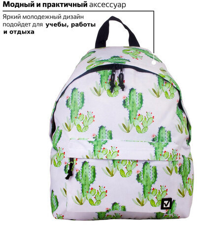 Рюкзак BRAUBERG универсальный, сити-формат, белый, "Мексика", 20 литров, 41х32х14 см, 226416