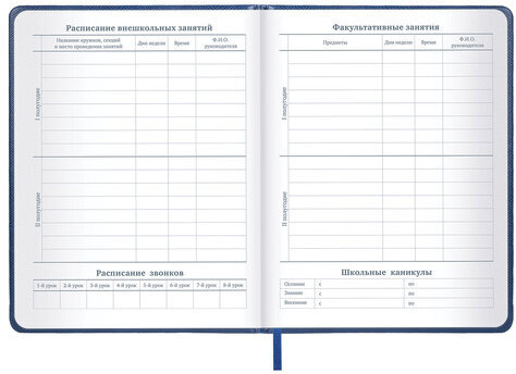 Дневник 1-11 класс 48 л., кожзам (твердая с поролоном), нашивка, BRAUBERG IGUANA, синий, 107226