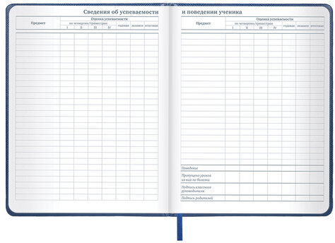 Дневник 1-11 класс 48 л., кожзам (твердая с поролоном), нашивка, BRAUBERG IGUANA, синий, 107226