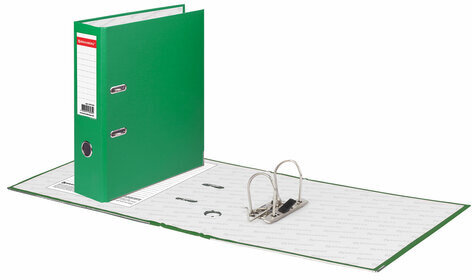 Папка-регистратор BRAUBERG с покрытием из ПВХ, 80 мм, с уголком, зеленая (удвоенный срок службы), 227193