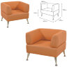 Кресло мягкое "Норд", "V-700", 820х720х730 мм, c подлокотниками, экокожа, оранжевое