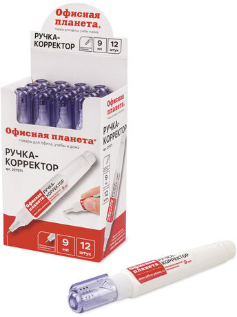 Ручка-корректор ОФИСНАЯ ПЛАНЕТА, 9 мл, металлический наконечник, 227571