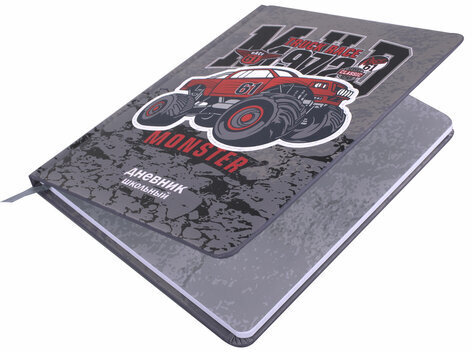 Дневник 1-4 класс 48 л., кожзам (твердая), печать, аппликация, ЮНЛАНДИЯ, "Truck Race", 106195