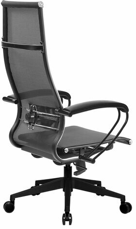 Кресло офисное МЕТТА "К-7" пластик, прочная сетка, сиденье и спинка регулируемые, черное