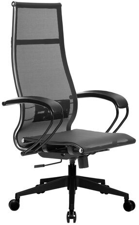 Кресло офисное МЕТТА "К-7" пластик, прочная сетка, сиденье и спинка регулируемые, черное