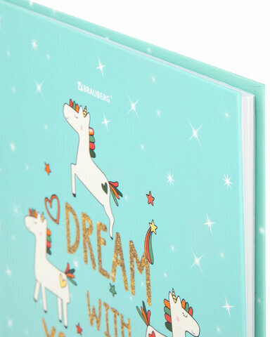 Дневник 1-4 класс 48 л., твердый, BRAUBERG, блестки, с подсказом, "Unicorns", 106365