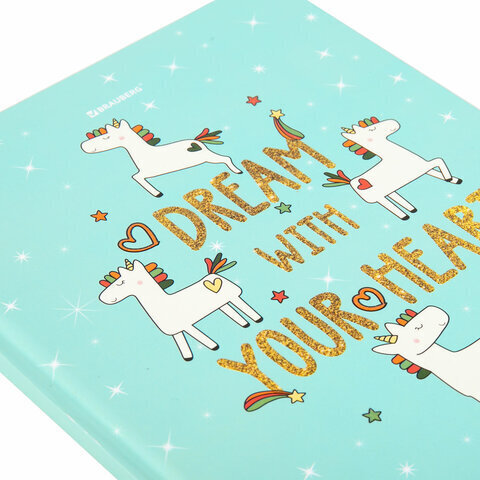 Дневник 1-4 класс 48 л., твердый, BRAUBERG, блестки, с подсказом, "Unicorns", 106365