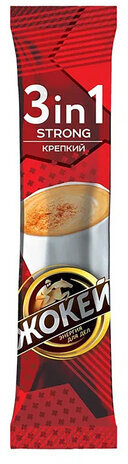 Кофе растворимый порционный ЖОКЕЙ "3 в 1 Крепкий", КОМПЛЕКТ 50 пакетиков по 12 г, 1296-08-2