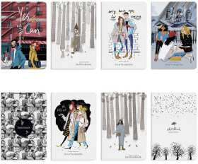 Скетчбук, слоновая кость+черная бумага 80 г/м2, 140х210 мм, 112 л, книжный твердый переплет, "МИКС", 3-555