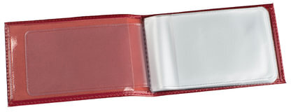 Визитница карманная BEFLER "Изящная кошка" на 40 визиток, натуральная кожа, тиснение, красная, V.37.-1