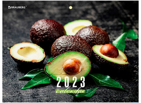 Календарь квартальный на 2023 г., 3 блока, 3 гребня, с бегунком, офсет, "АВОКАДО", BRAUBERG, 114231
