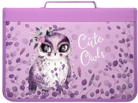 Папка для труда BRAUBERG А4 с ручкой, 1 отделение, органайзер, молния вокруг, "Cute Owls", 270343