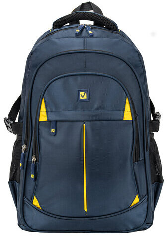 Рюкзак BRAUBERG TITANIUM универсальный, синий, желтые вставки, 45х28х18см, 270768