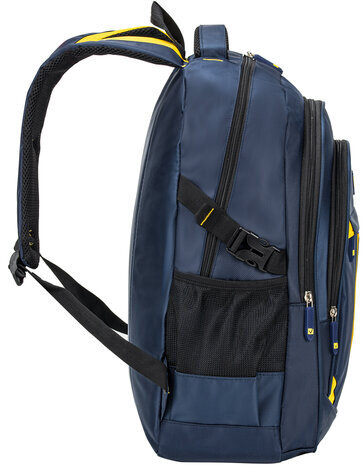 Рюкзак BRAUBERG TITANIUM универсальный, синий, желтые вставки, 45х28х18см, 270768