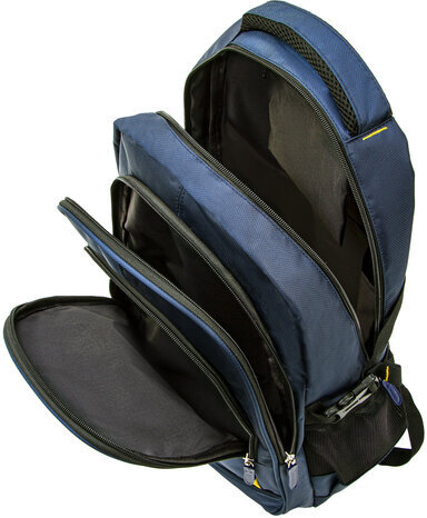 Рюкзак BRAUBERG TITANIUM универсальный, синий, желтые вставки, 45х28х18см, 270768