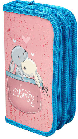 Пенал ПИФАГОР, 2 отделения, ламинированный картон, 19х11 см, "Bunnies", 270882