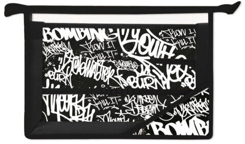 Папка для труда BRAUBERG А4, 2 отделения, пластик, молния сверху, органайзер, "Graffiti", 272215