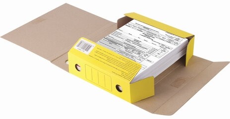 Папка архивная с завязками А4 (325х250 мм), 75 мм, до 700 листов, микрогофрокартон, ЖЕЛТАЯ, STAFF, 128873