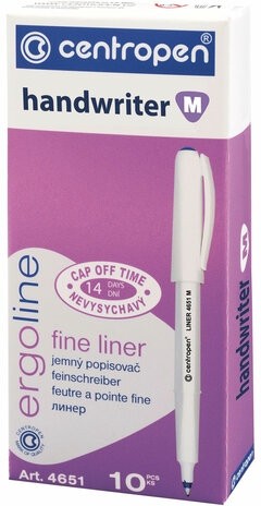 Ручка капиллярная (линер) ЧЕРНАЯ CENTROPEN "Handwriter", трехгранная, линия 0,5 мм, 4651, 2 4651 0112