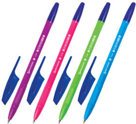 Ручка шариковая BRAUBERG &quot;X-333&quot; NEON SOLID, СИНЯЯ, корпус ассорти, узел 0,7 мм, линия письма 0,35 мм, 142831
