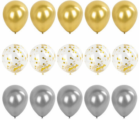Шары воздушные НАБОР ДЛЯ ДЕКОРА "18 лет", 17 шаров, золото/серебро, BRAUBERG, 591900