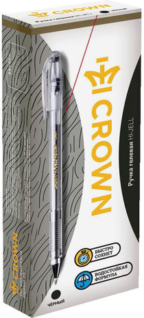 Ручка гелевая CROWN "Hi-Jell", ЧЕРНАЯ, корпус прозрачный, узел 0,5 мм, линия письма 0,35 мм, HJR-500B