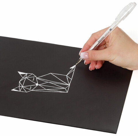 Ручка гелевая BRAUBERG "White Pastel", БЕЛАЯ, корпус прозрачный, узел 1 мм, линия письма 0,5 мм, 143417