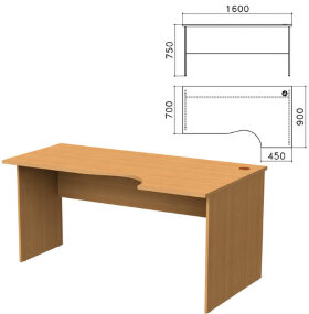 Стол письменный эргономичный &quot;Монолит&quot;, 1600х900х750 мм, правый, цвет бук бавария, СМ6.1