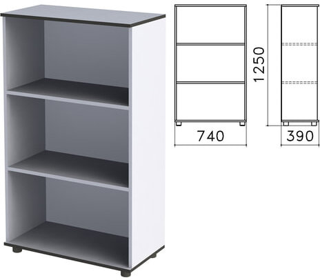 Шкаф (стеллаж) "Монолит", 740х390х1250 мм, 2 полки, цвет серый, ШМ51.11