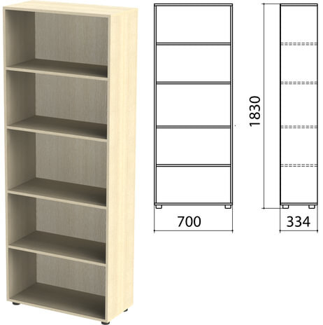 Шкаф (стеллаж) "Канц" 700х330х1830 мм, 4 полки, цвет дуб молочный, ШК31.15