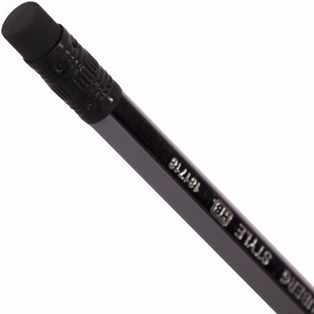 Набор карандашей чернографитных BRAUBERG "Style" 4 шт., HB, с ластиком, корпус черно-серый, 181718