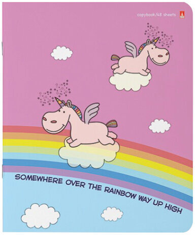 Тетрадь А5 48 л. АЛЬТ скоба, клетка, фольга, конгрев, гибридный лак, "ВОЛШЕБНЫЕ ЕДИНОРОГИ" (5 видов), 7-48-549