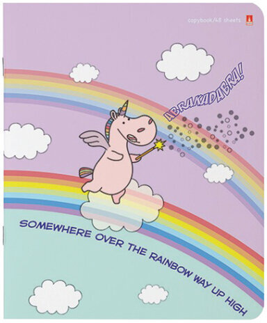 Тетрадь А5 48 л. АЛЬТ скоба, клетка, фольга, конгрев, гибридный лак, "ВОЛШЕБНЫЕ ЕДИНОРОГИ" (5 видов), 7-48-549