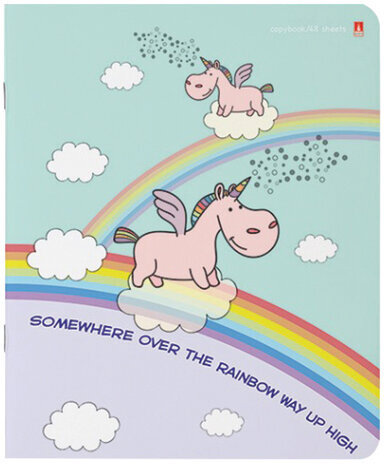 Тетрадь А5 48 л. АЛЬТ скоба, клетка, фольга, конгрев, гибридный лак, "ВОЛШЕБНЫЕ ЕДИНОРОГИ" (5 видов), 7-48-549