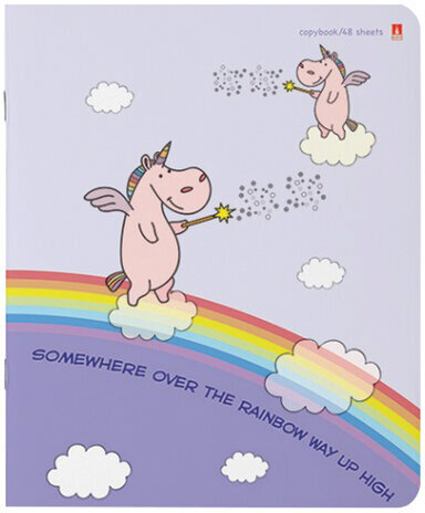 Тетрадь А5 48 л. АЛЬТ скоба, клетка, фольга, конгрев, гибридный лак, "ВОЛШЕБНЫЕ ЕДИНОРОГИ" (5 видов), 7-48-549