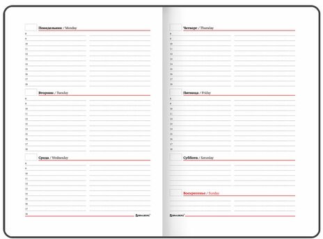 Еженедельник недатированный А5 145х215 мм, BRAUBERG "Party", под кожу, 64 л., красный, 114474