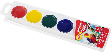 Краски акварельные BRAUBERG "МАГИЯ ЦВЕТА NEW", медовые, 6 цветов, круглые кюветы, пластик, 192285