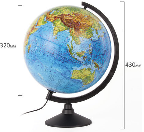 Глобус физический GLOBEN "Классик", диаметр 320 мм, с подсветкой, К013200017