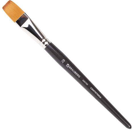 Кисть художественная проф. BRAUBERG ART CLASSIC, синтетика мягкая под колонок, плоск, № 20, кор руч, 200705