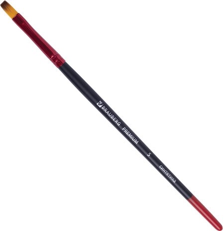 Кисть синтетика, плоская № 5, BRAUBERG PREMIUM, 201014