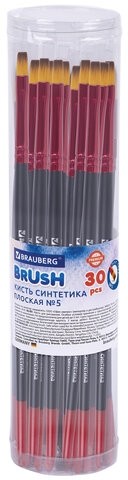 Кисть синтетика, плоская № 5, BRAUBERG PREMIUM, 201014