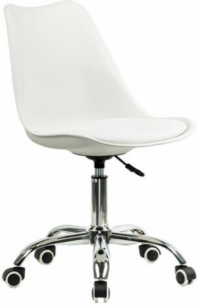 Кресло стул BRABIX &quot;Eames MG-310 CH&quot;, хром, пластик белый, экокожа белая, 532923