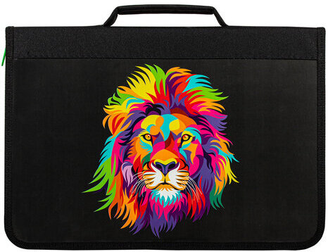 Папка для труда на молнии BRAUBERG А4 с ручкой, 1 отделение, органайзер, "Colorful lion", 270993