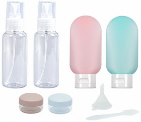 Дорожный набор флаконов в косметичке, 6 флаконов (2х80 мл / 2х60 мл / 2х10 мл), DASWERK, 609302