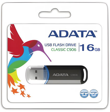 Флеш-диск 16 GB, A-DATA C906, USB 2.0, черный, AC906-16G-RBK