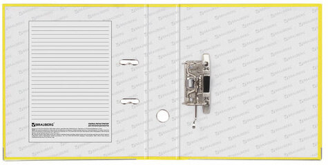 Папка-регистратор BRAUBERG с покрытием из ПВХ, 80 мм, с уголком, желтая (удвоенный срок службы), 227194