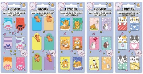 Закладки для книг МАГНИТНЫЕ, "ЯРКИЙ МИКС", комплект 30 штук, 35x25 мм, FUNSTER, 116657