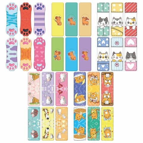 Закладки для книг МАГНИТНЫЕ, "ЯРКИЙ МИКС", комплект 30 штук, 35x25 мм, FUNSTER, 116657