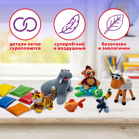 Пластилин супер лёгкий воздушный застывающий 36 цветов, 360 г, 3 стека, ЮНЛАНДИЯ, 105907