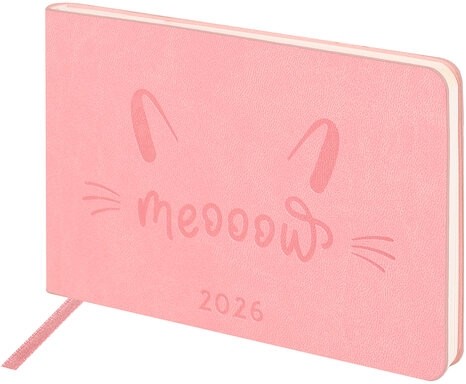 Еженедельник датированный 2026 МАЛЫЙ ФОРМАТ 105х160 мм, А6, BRAUBERG "Imprint", тиснение, розовый, 117213